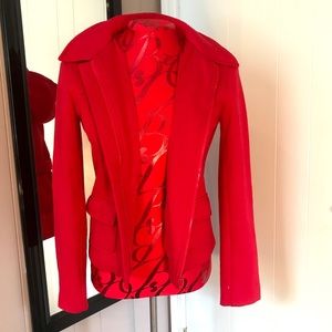 Francesca’s Red Fleece Hoodie Zip Jacket